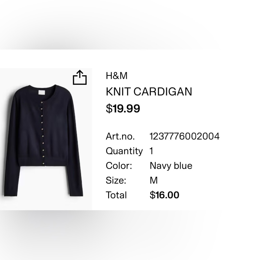 H&M Dark Blue Knit Cardigan